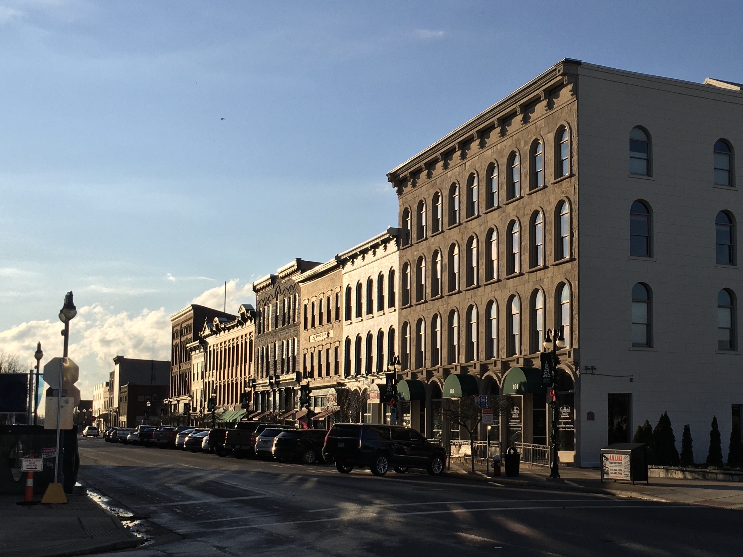 Historic buildings along West Water Street in downtown Sandusky, Ohio